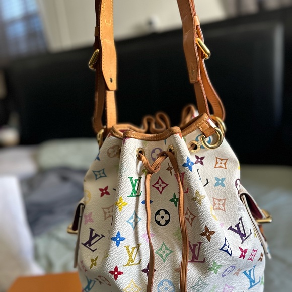 Authentic Louis Vuitton Monogram Multicolor Petit Noe White - Picture 2 of 9